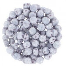 Czech 2-hole Cabochon beads 6mm Chalk White Teracota Copper